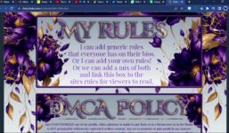 Chaturbate Purple Flower Themed Bio

