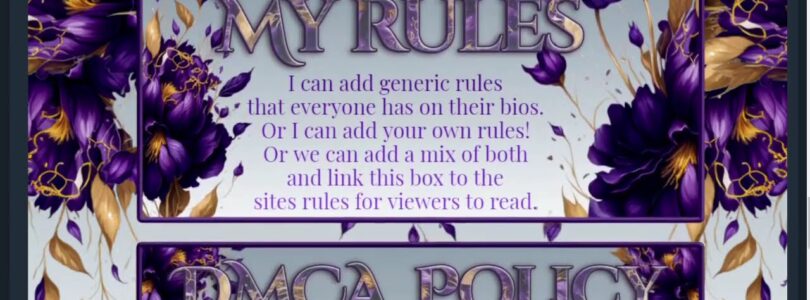 Chaturbate Purple Flower Themed Bio

