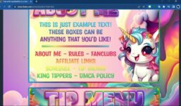 Chaturbate Unicorn Themed Bio

